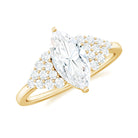 Rosec Jewels-Certified Moissanite Marquise Solitaire Engagement Ring with Side Stones