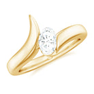 Rosec Jewels-Oval Cut Certified Moissanite Solitaire Bypass Ring in Gold