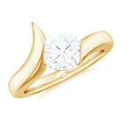 Rosec Jewels-Cushion Cut Certified Moissanite Solitaire Bypass Ring in Gold