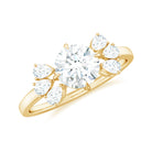 Rosec Jewels-Round Cut Moissanite Solitaire Engagement Ring with Trio