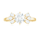 Rosec Jewels-Round Cut Moissanite Solitaire Engagement Ring with Trio