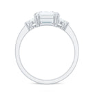 Rosec Jewels-Emerald Cut Moissanite Solitaire Engagement Ring with Trio