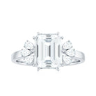 Rosec Jewels-Emerald Cut Moissanite Solitaire Engagement Ring with Trio