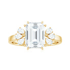 Rosec Jewels-Emerald Cut Moissanite Solitaire Engagement Ring with Trio