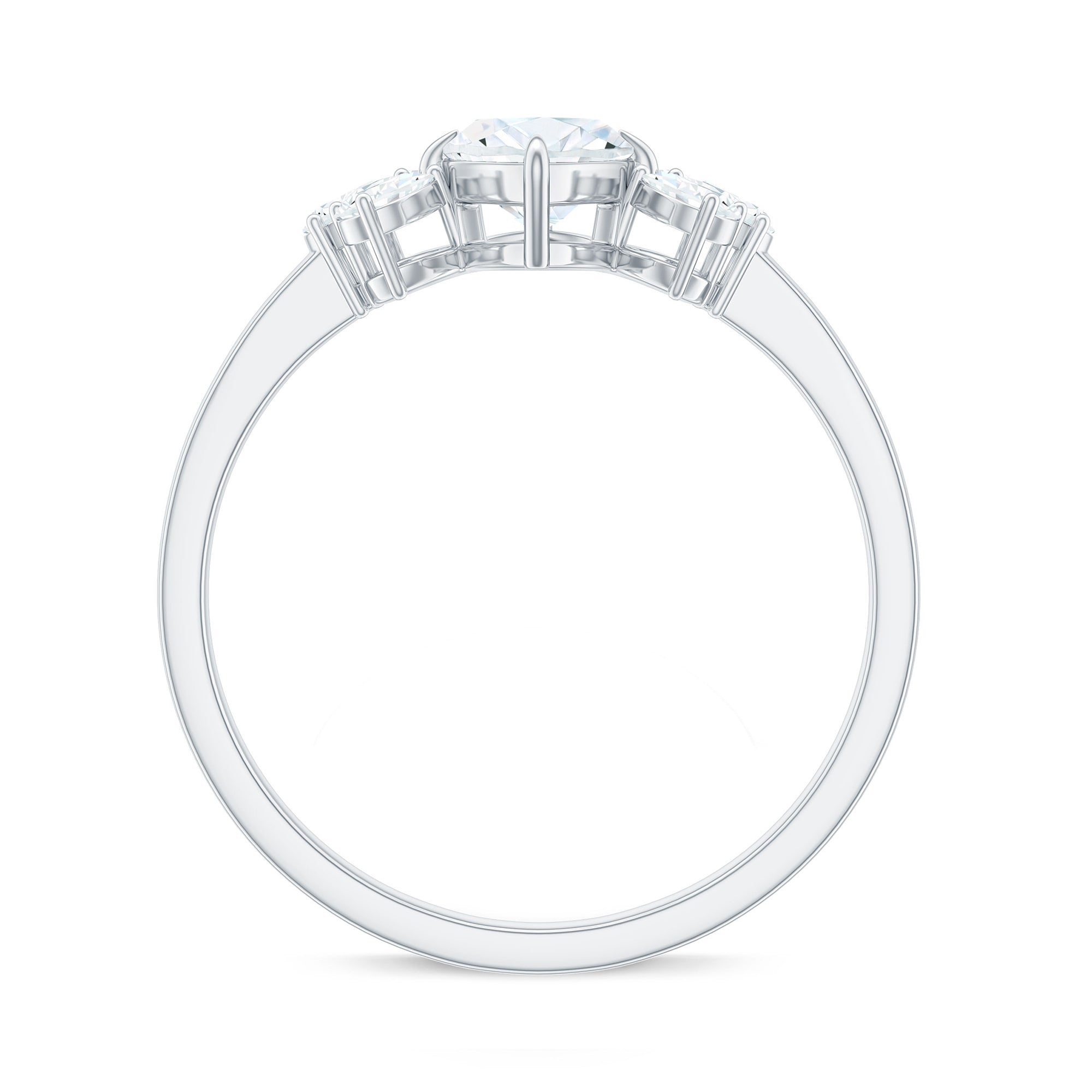 Rosec Jewels-Marquise Cut Moissanite Solitaire Engagement Ring with Trio