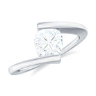 Rosec Jewels-Simple Cushion Cut Moissanite Solitaire Bypass Gold Ring