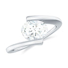 Rosec Jewels-Simple Oval Cut Moissanite Solitaire Bypass Gold Ring