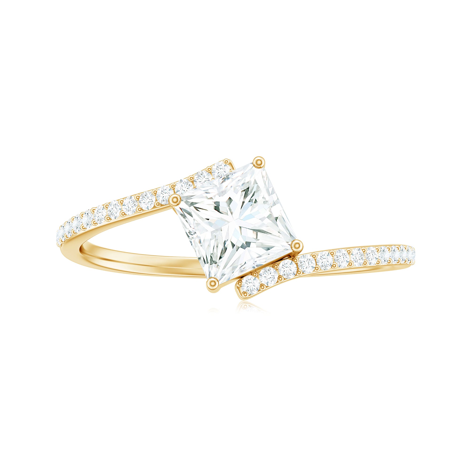 Rosec Jewels-Princess Cut Solitaire Moissanite Bypass Promise Ring