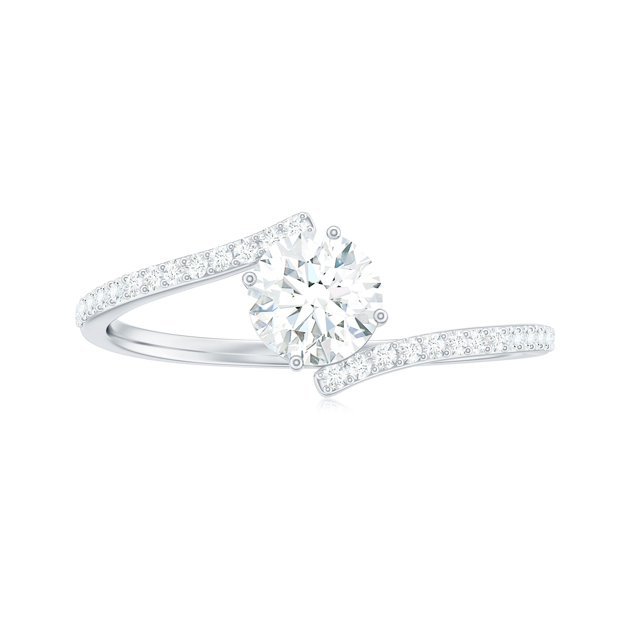 Rosec Jewels-Round Cut Moissanite Solitaire Bypass Promise Ring