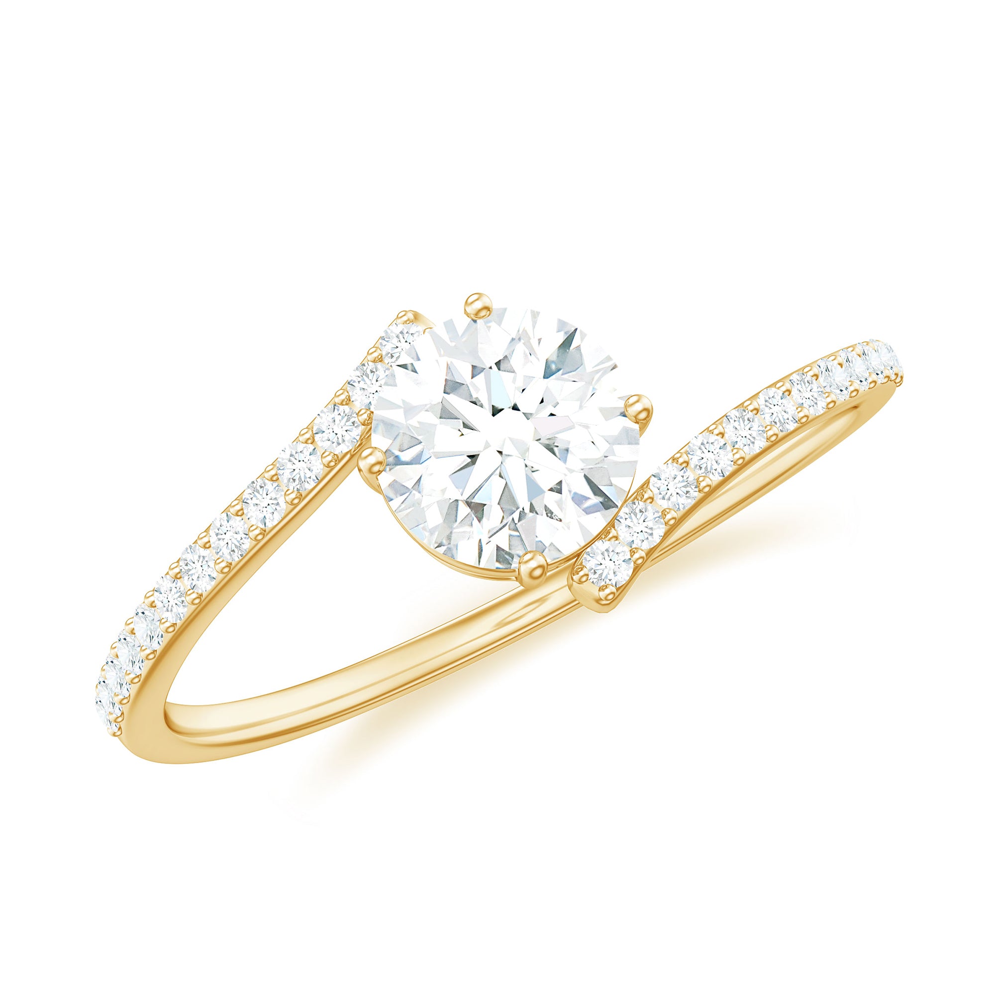 Rosec Jewels-Round Cut Moissanite Solitaire Bypass Promise Ring