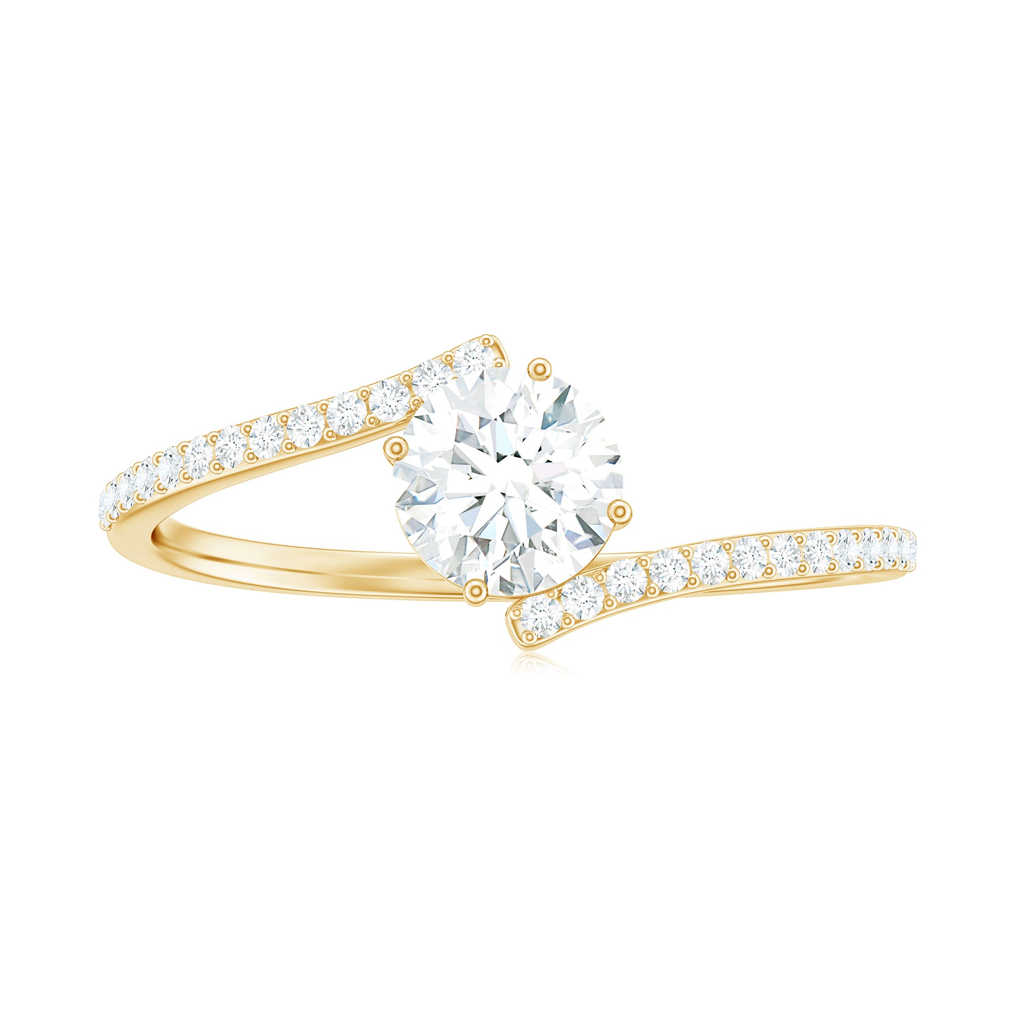 Rosec Jewels-Round Cut Moissanite Solitaire Bypass Promise Ring