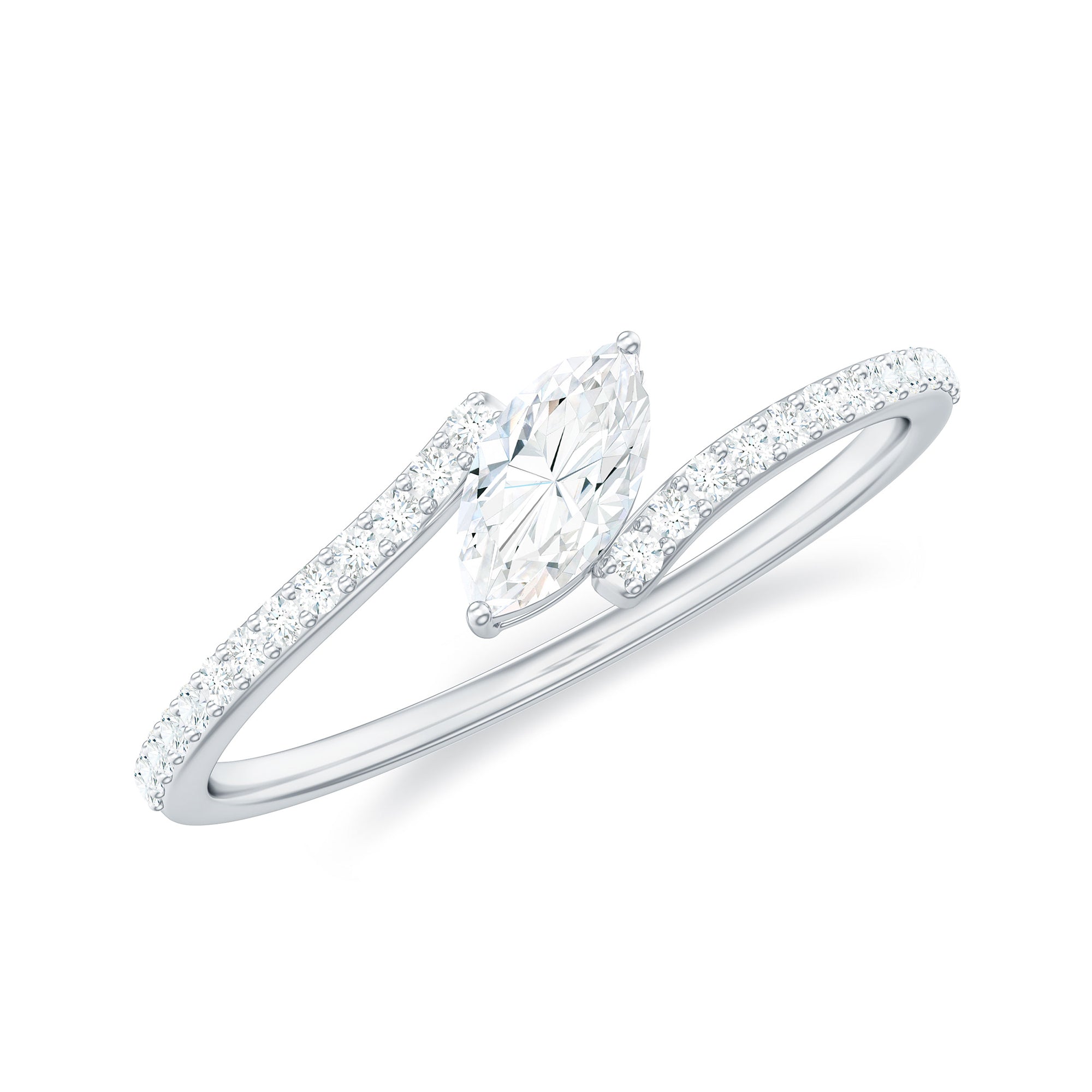 Rosec Jewels-Marquise Cut Solitaire Moissanite Bypass Promise Ring