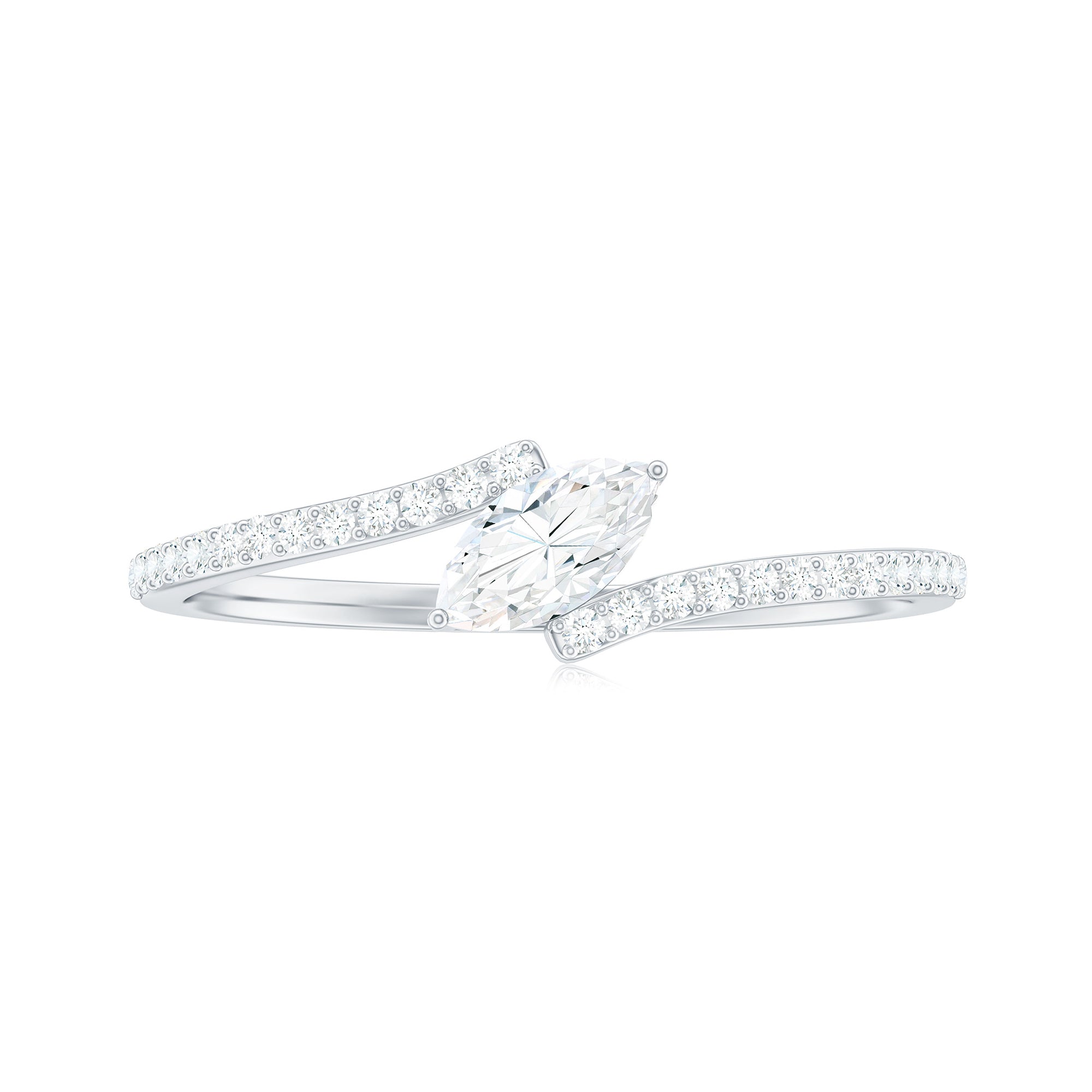 Rosec Jewels-Marquise Cut Solitaire Moissanite Bypass Promise Ring