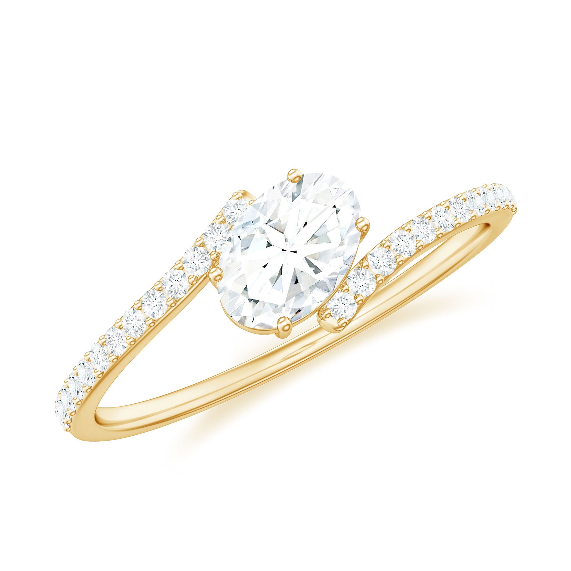 Rosec Jewels-Oval Cut Solitaire Moissanite Bypass Promise Ring