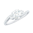 Rosec Jewels-Round Shape Moissanite Bypass Engagement Ring with Side Stones