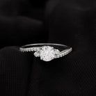 Rosec Jewels-Round Shape Moissanite Bypass Engagement Ring with Side Stones