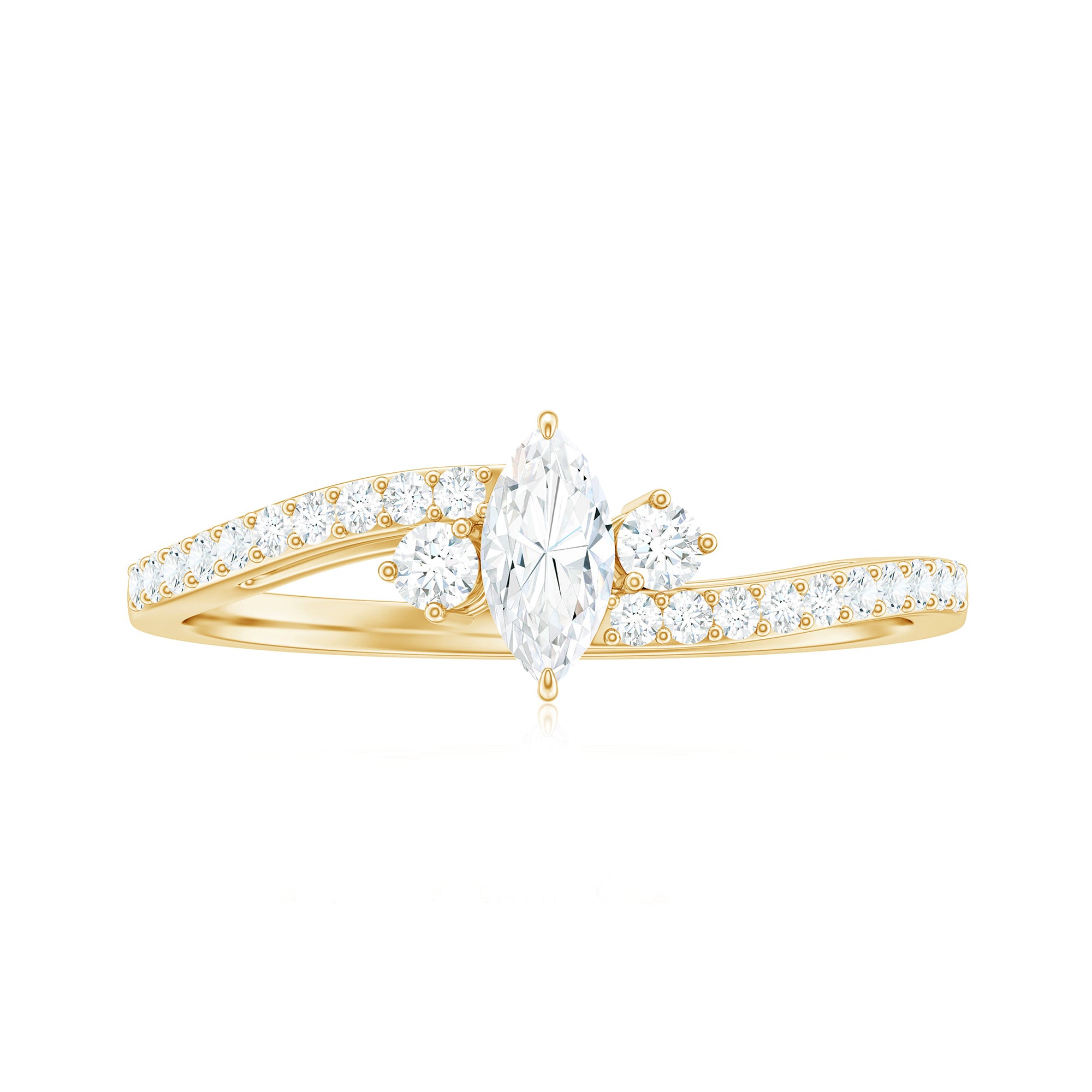 Rosec Jewels-Marquise Cut Moissanite Bypass Engagement Ring with Side Stones