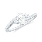 Rosec Jewels-Oval Shape Moissanite Bypass Engagement Ring with Side Stones