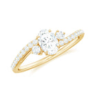 Rosec Jewels-Oval Shape Moissanite Bypass Engagement Ring with Side Stones