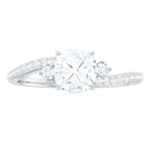 Rosec Jewels-Cushion Cut Moissanite Bypass Engagement Ring with Side Stones