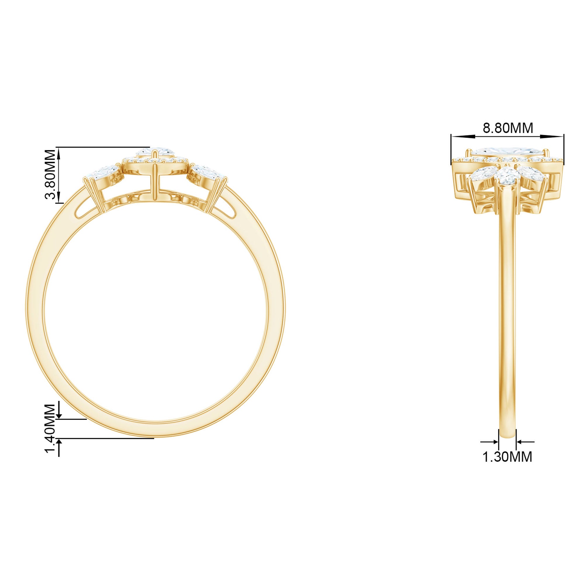 Rosec Jewels-Marquise Cut Moissanite Cluster Halo Engagement Ring