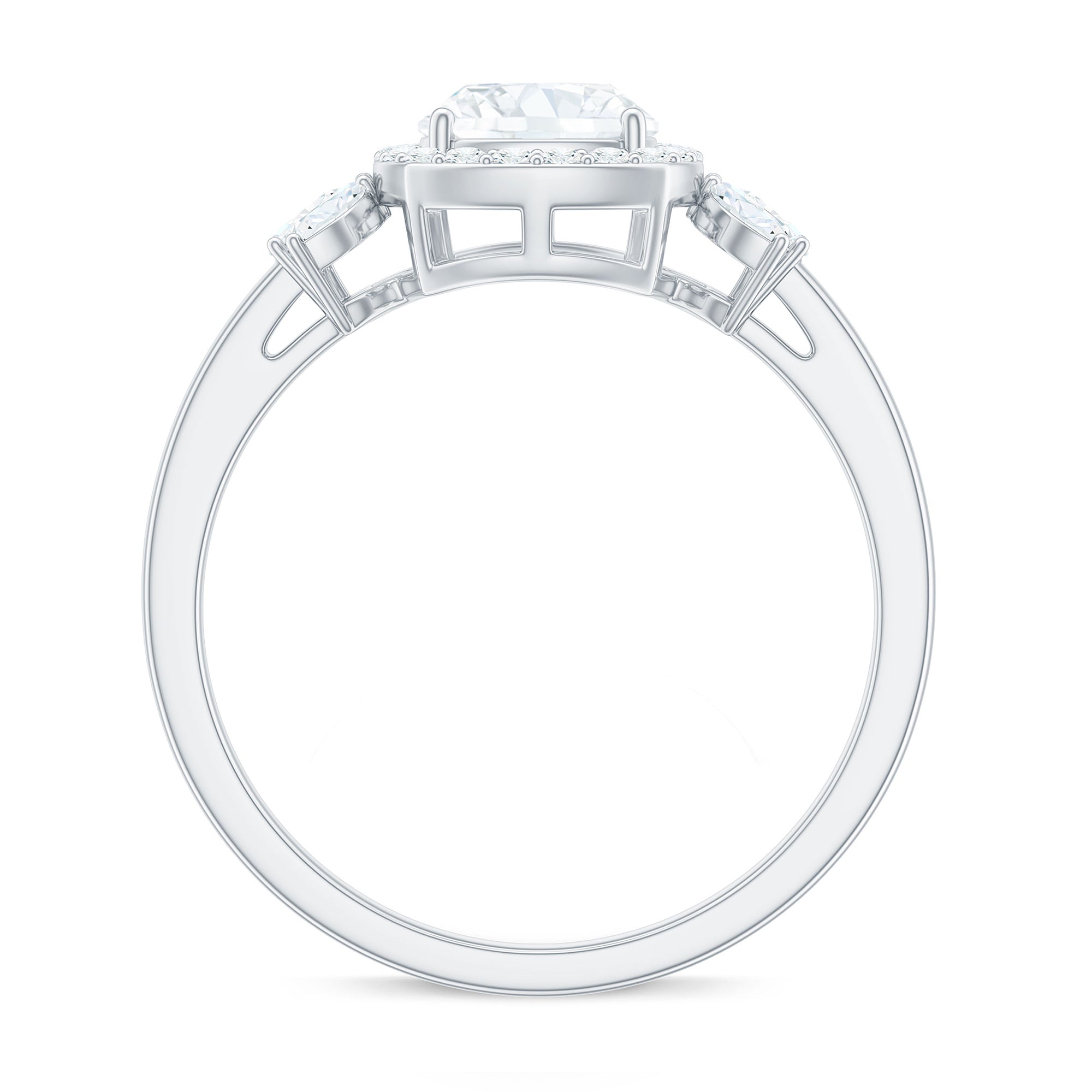 Rosec Jewels-Cushion Cut Moissanite Cluster Halo Engagement Ring