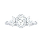 Rosec Jewels-Oval Moissanite Cluster Engagement Ring with Halo