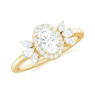 Rosec Jewels-Oval Moissanite Cluster Engagement Ring with Halo