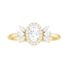 Rosec Jewels-Oval Moissanite Cluster Engagement Ring with Halo