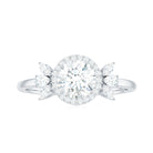 Rosec Jewels-Round Shape Moissanite Cluster Halo Engagement Ring