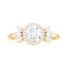 Rosec Jewels-Round Shape Moissanite Cluster Halo Engagement Ring