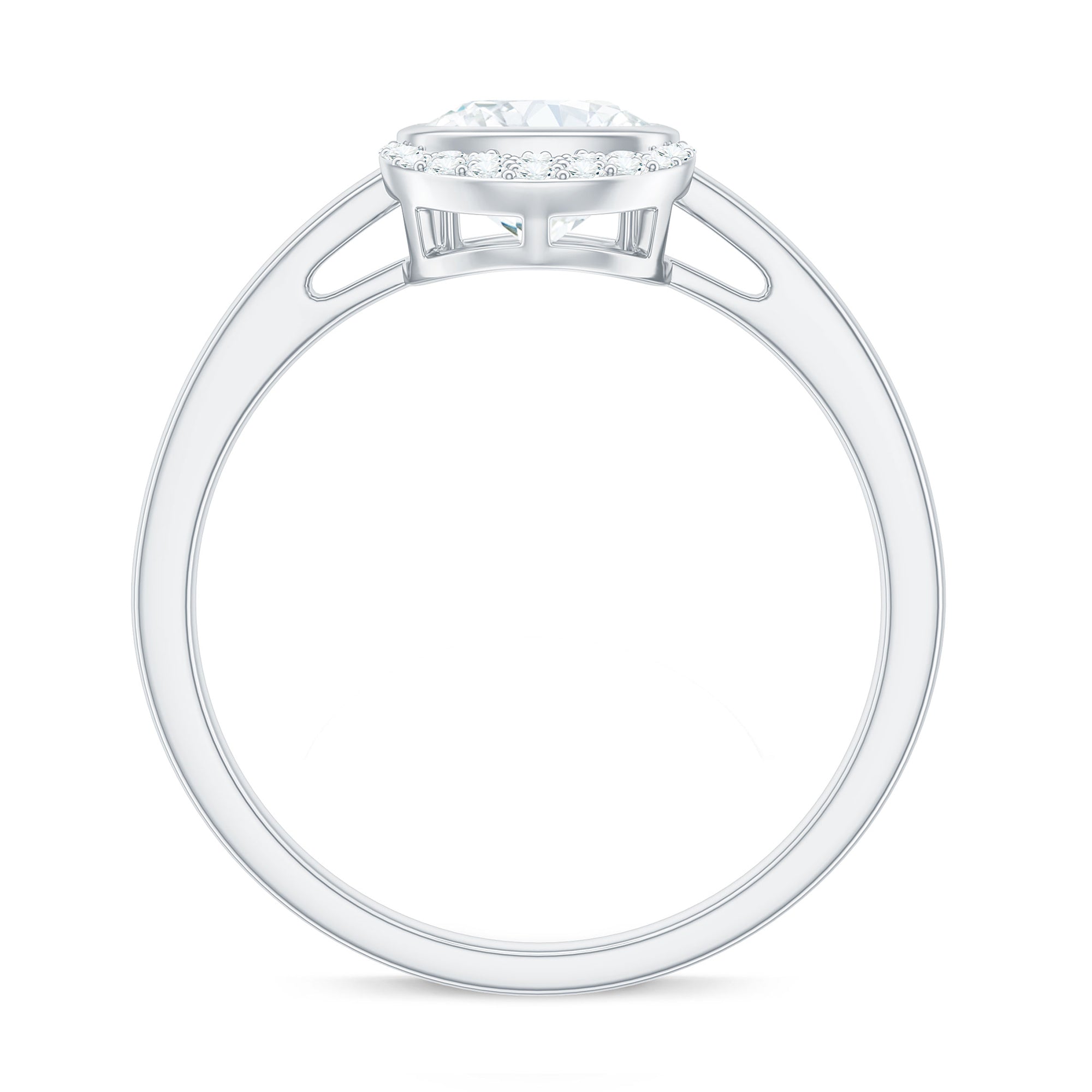 Rosec Jewels-Bezel Set Cushion Cut Moissanite Classic Engagement Ring