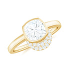 Rosec Jewels-Bezel Set Cushion Cut Moissanite Classic Engagement Ring