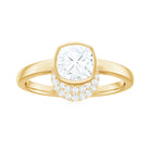 Rosec Jewels-Bezel Set Cushion Cut Moissanite Classic Engagement Ring