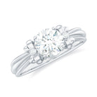 Rosec Jewels-Round Cut Moissanite Solitaire Engagement Ring with Bow