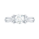 Rosec Jewels-Round Cut Moissanite Solitaire Engagement Ring with Bow