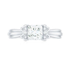 Rosec Jewels-Princess Cut Moissanite Solitaire Engagement Ring with Bow