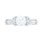 Rosec Jewels-Cushion Cut Moissanite Solitaire Engagement Ring with Bow