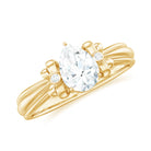 Rosec Jewels-Pear Cut Moissanite Solitaire Engagement Ring with Bow