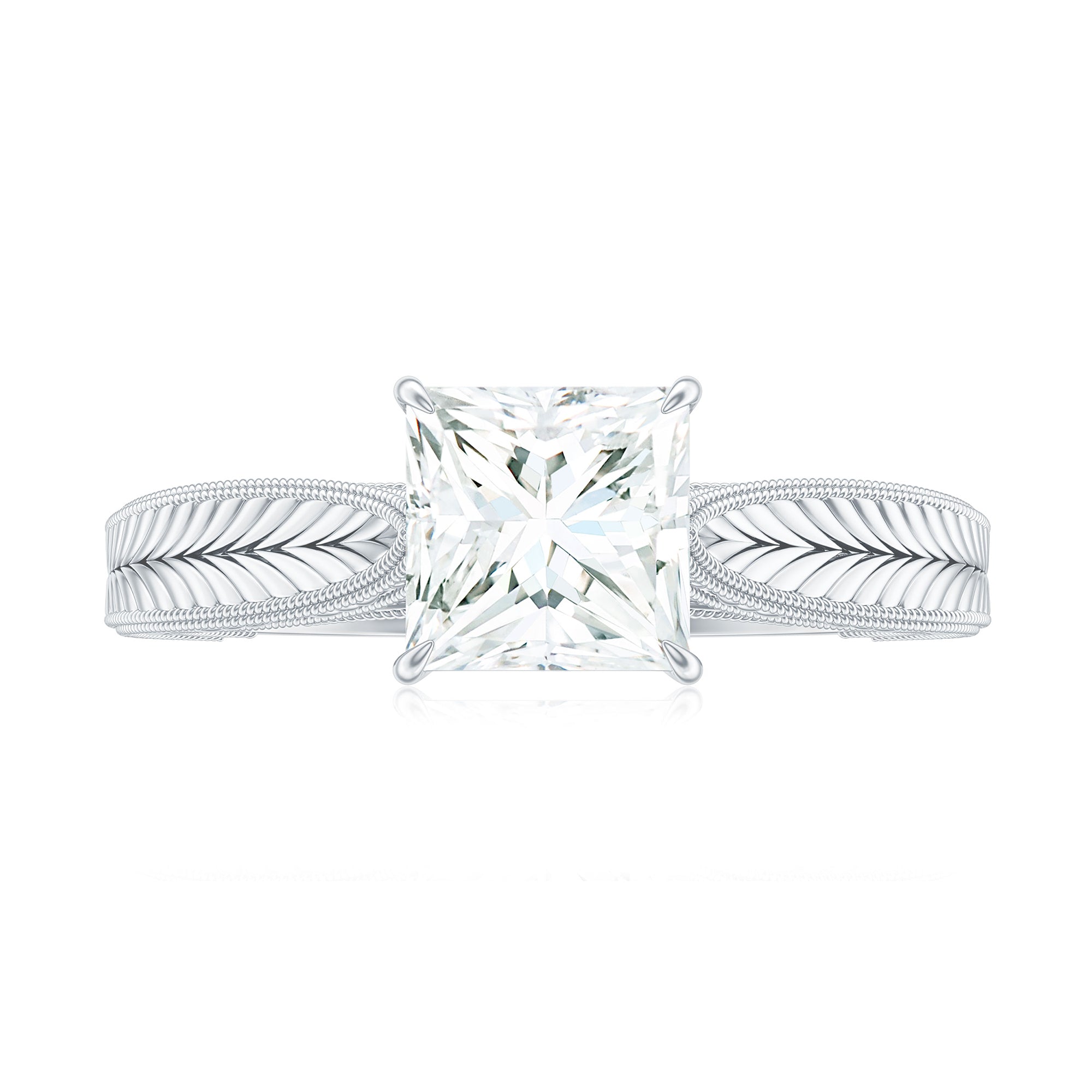 Rosec Jewels-Princess Cut Moissanite Solitaire Engagement Ring