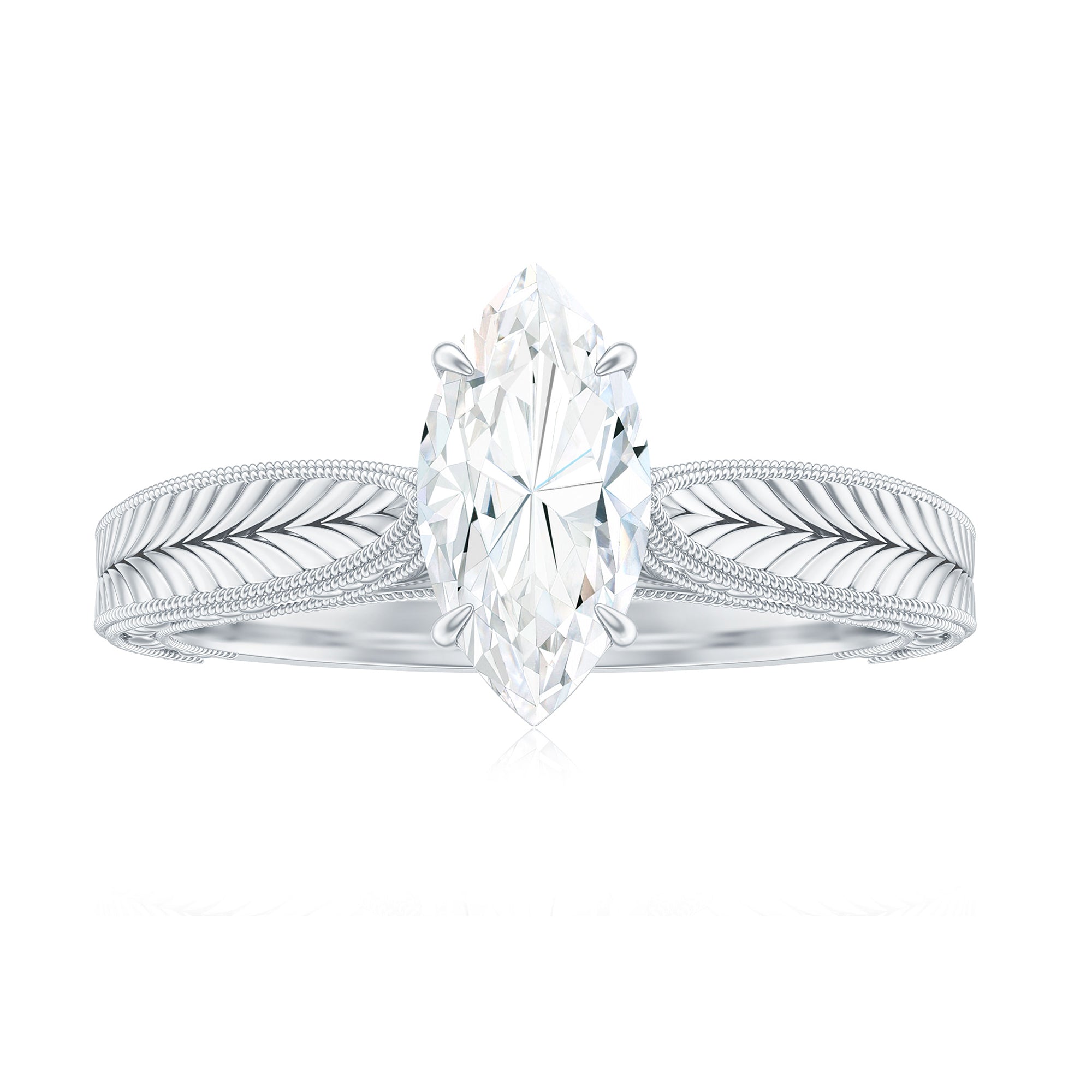 Rosec Jewels-Marquise Cut Moissanite Solitaire Engagement Ring