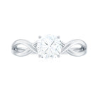 Rosec Jewels-Cushion Cut Moissanite Solitaire Crossover Ring in Gold