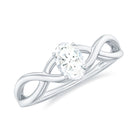 Rosec Jewels-Oval Cut Moissanite Solitaire Crossover Ring in Gold