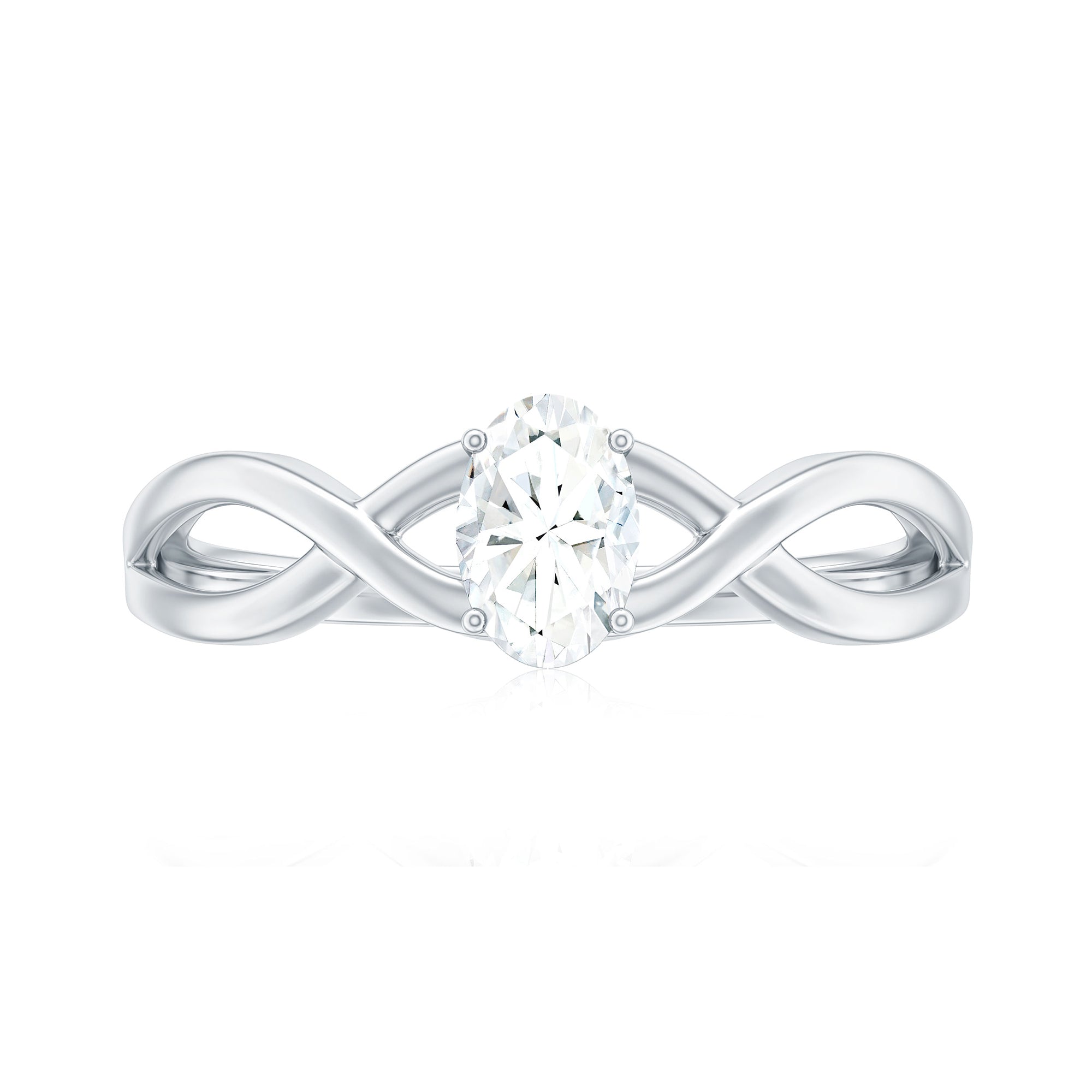 Rosec Jewels-Oval Cut Moissanite Solitaire Crossover Ring in Gold