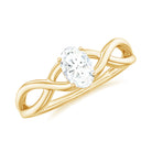 Rosec Jewels-Oval Cut Moissanite Solitaire Crossover Ring in Gold