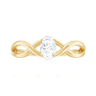 Rosec Jewels-Oval Cut Moissanite Solitaire Crossover Ring in Gold