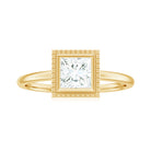 Rosec Jewels-Princess Cut Moissanite Solitaire Gold Engagement Ring in Bezel Setting