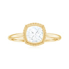 Rosec Jewels-Cushion Cut Moissanite Solitaire Promise Ring in Bezel Setting