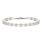 8 MM Round Freshwater Pearl Station Chain Bracelet Freshwater Pearl - ( AAA ) - Quality - Rosec Jewels