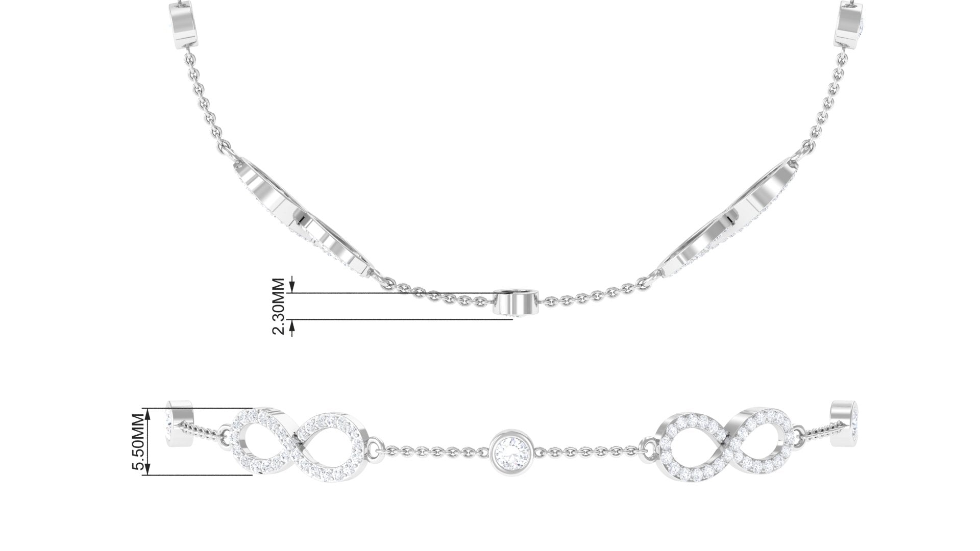 1.50 CT Moissanite Infinity Chain Bracelet Moissanite - ( D-VS1 ) - Color and Clarity - Rosec Jewels